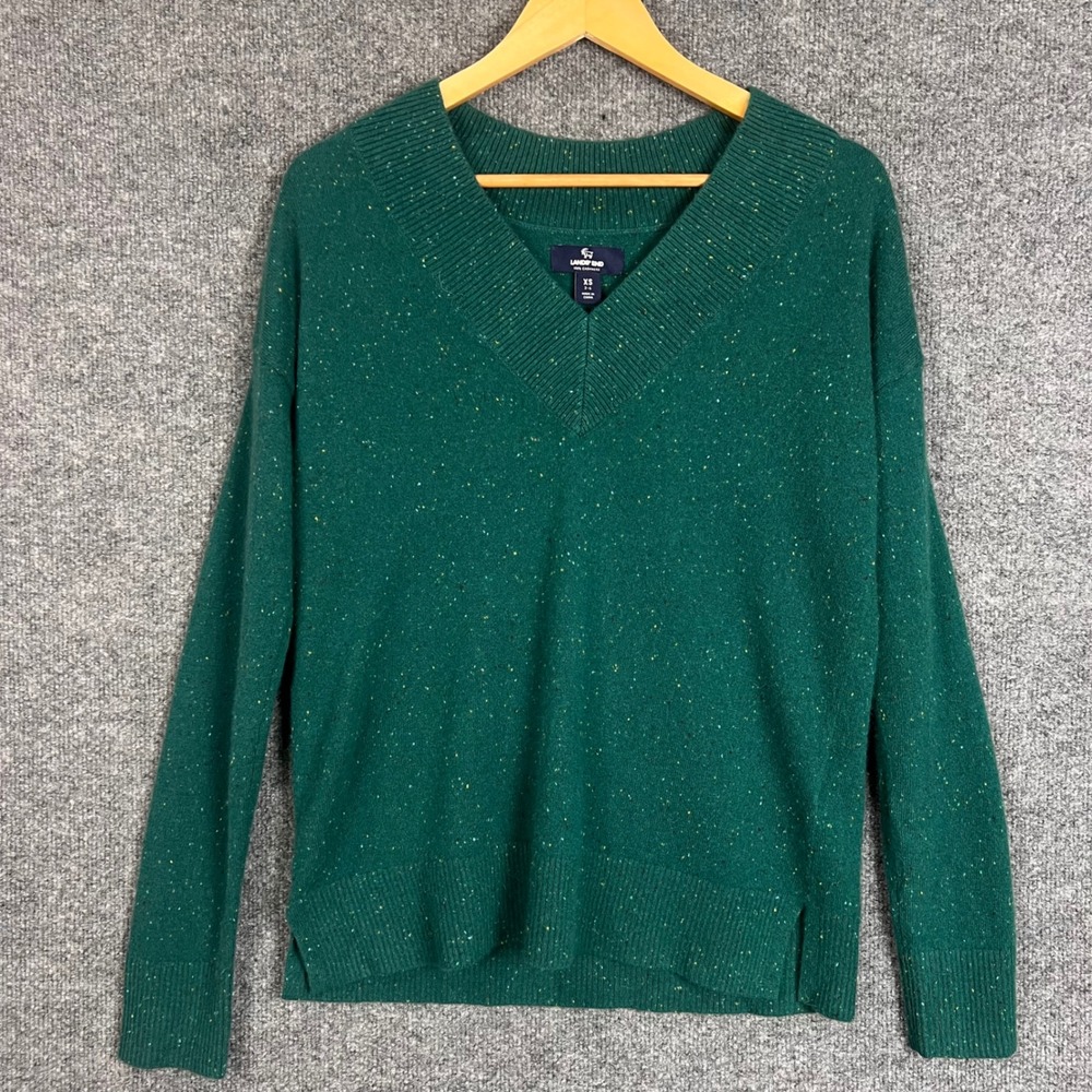 Lands End Sweater Womens XS Excellent 100% Cashmere V-Neck